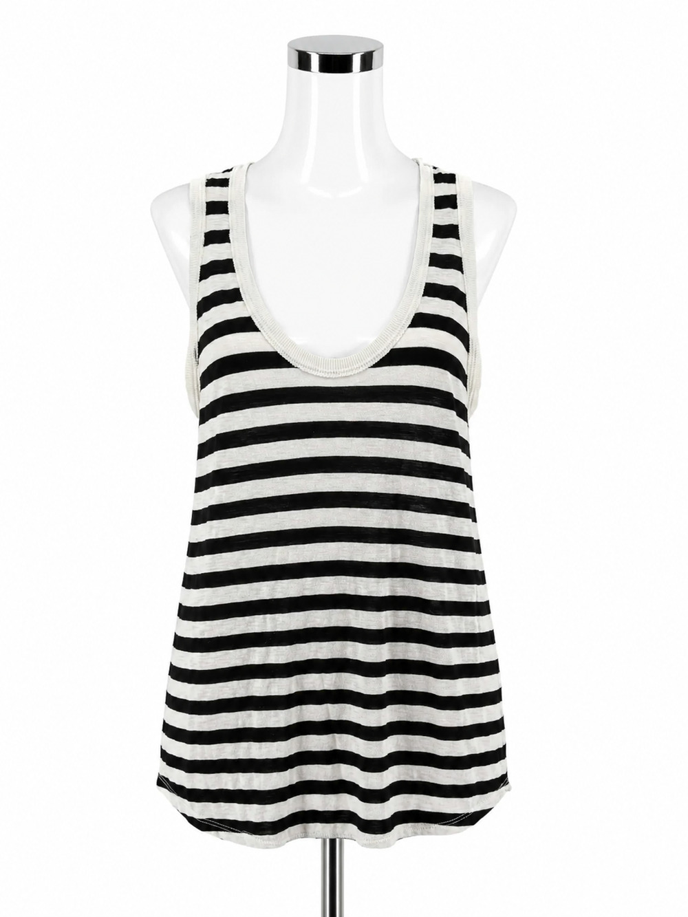 Michael Stars Striped Racerback Tank Top Black White Size Small